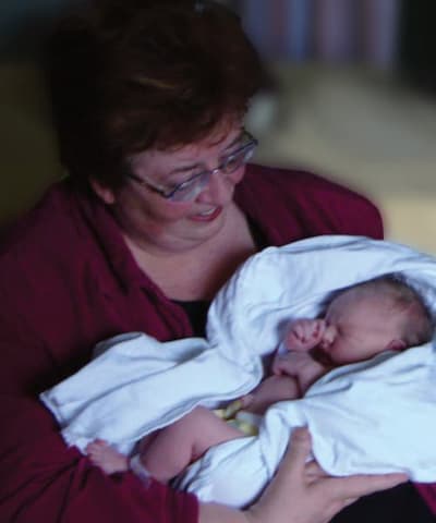 Merrilyn first meeting her granddaughter Svanna